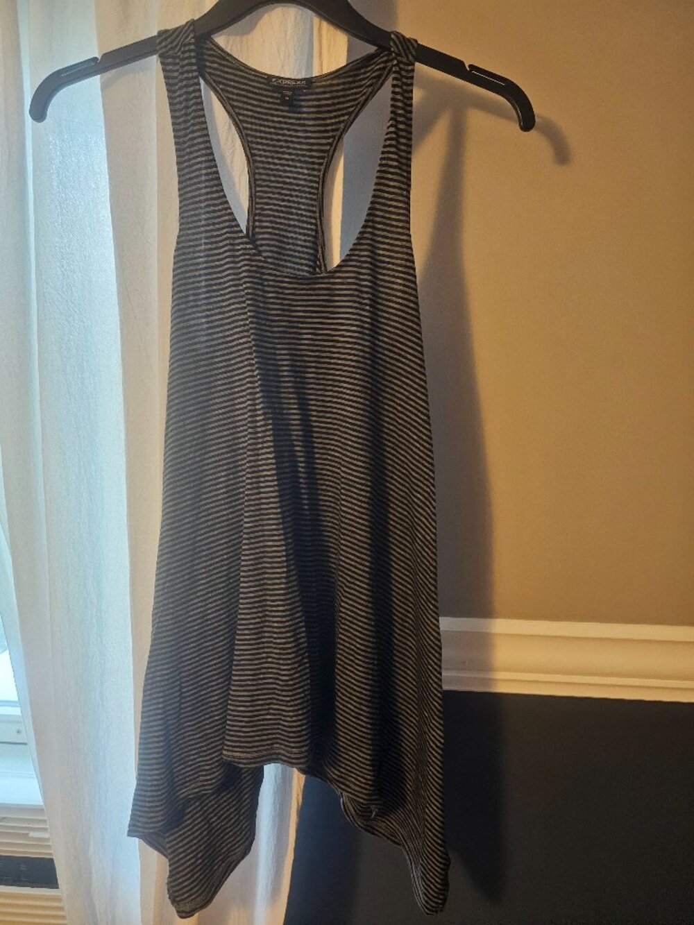 Express Dreamweight Cotton Striped Sharkbite Racerback Tank Top S